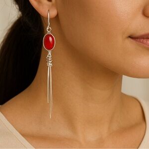 Carnelian 925 Sterling Silver Pretzel Dangle Earrings New